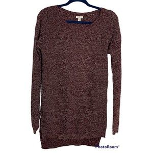 BP Nordstrom Women's Size S Burgundy Marled Pullover Tunic Sweater Hi Low Hem